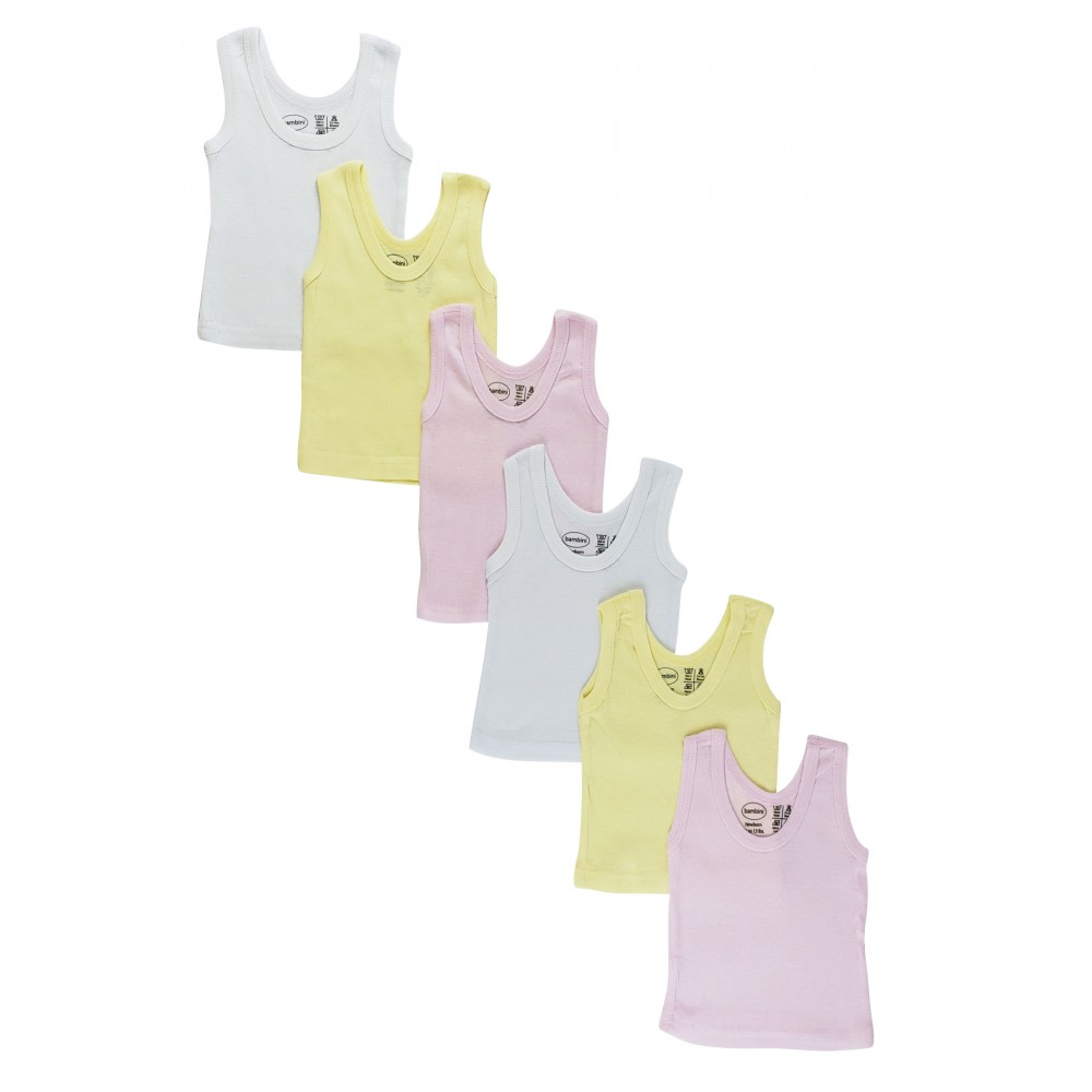 Girl's Rib Knit Pastel Sleeveless Tank Top Shirt 6-Pack