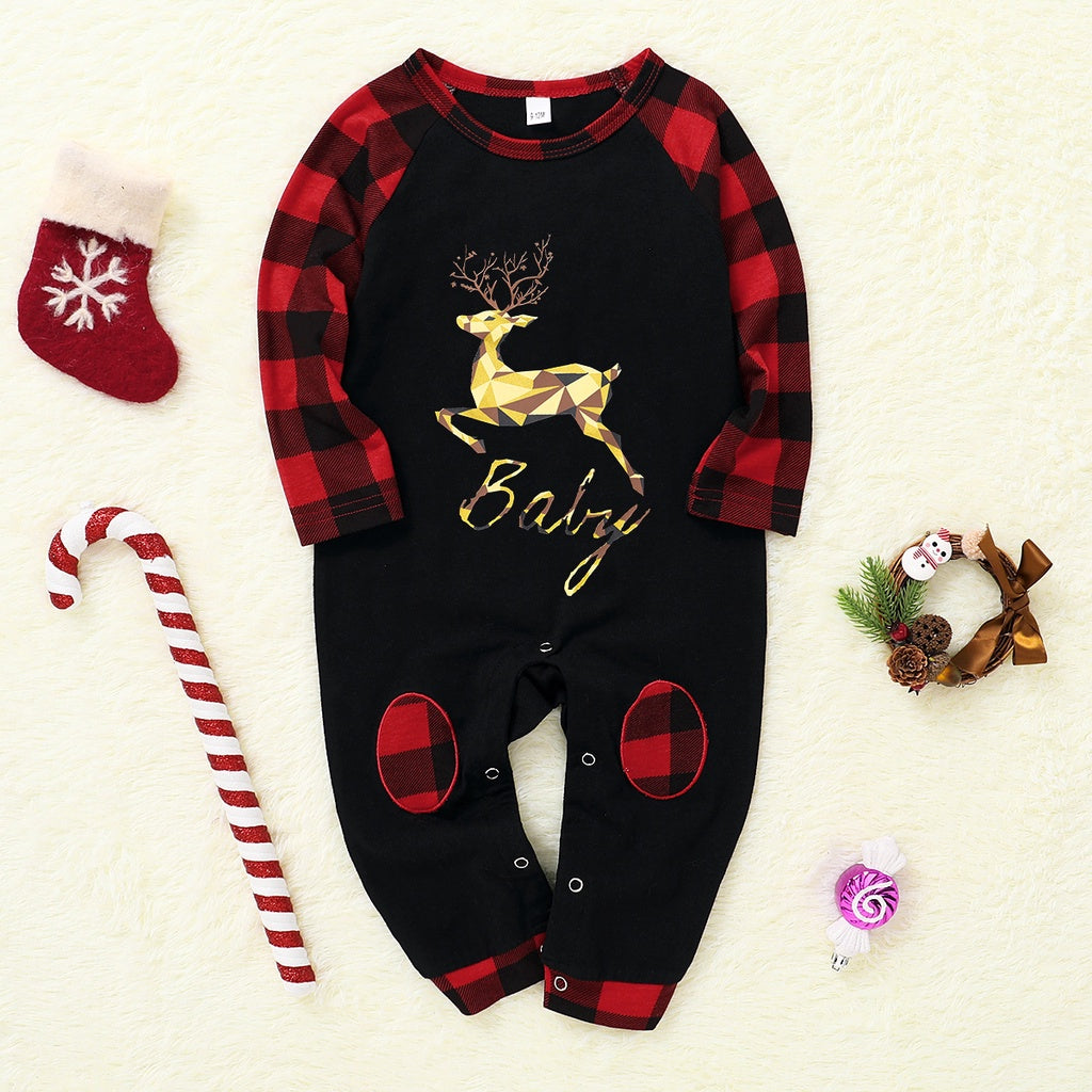 Black & Red Christmas Plaid Baby Romper