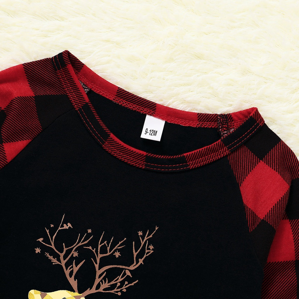 Black & Red Christmas Plaid Baby Romper