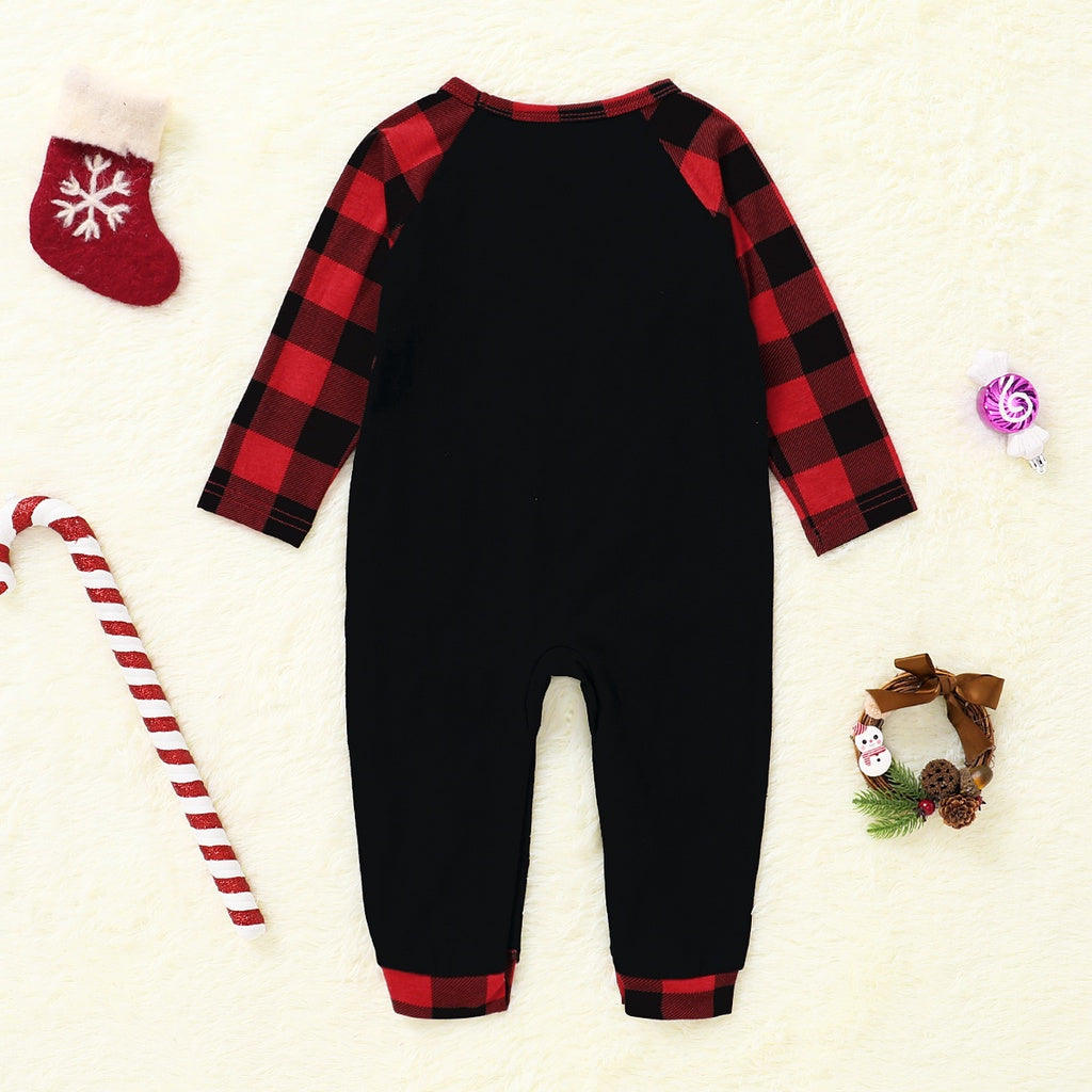 Black & Red Christmas Plaid Baby Romper