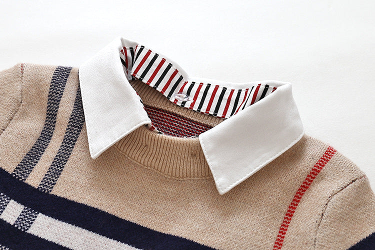 Gentlemen Attire Collard Plaid Sweater 1-8T