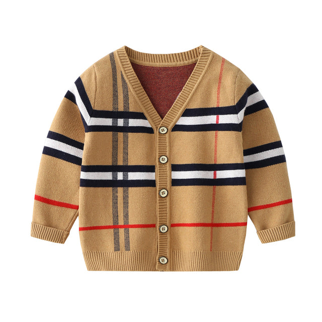Gentlemen Attire Collard Plaid Sweater 1-8T