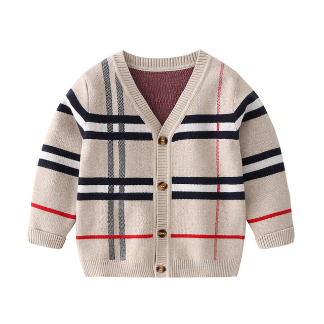 Gentlemen Attire Collard Plaid Sweater 1-8T