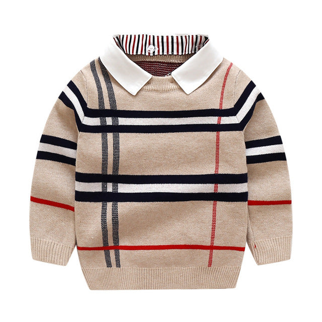 Gentlemen Attire Collard Plaid Sweater 1-8T