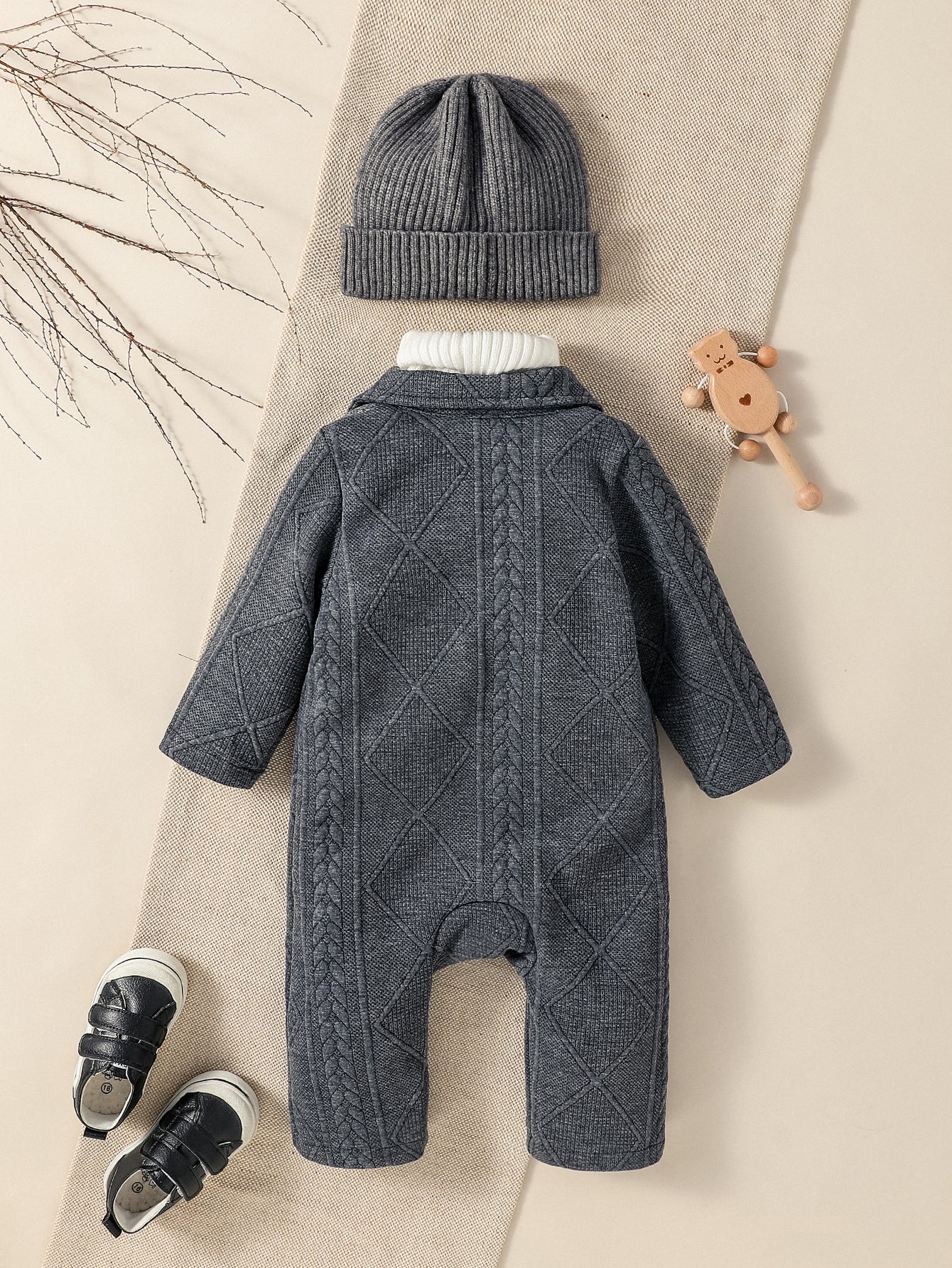 Grey Baby Boy Autumn Romper