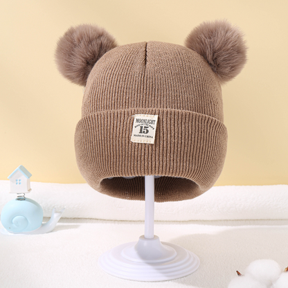 Wool Knitted Bonnet Winter Hat For Kids