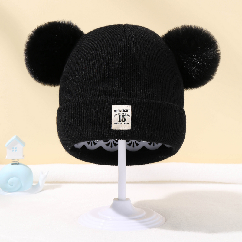 Wool Knitted Bonnet Winter Hat For Kids