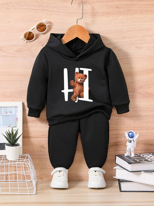 Hi Bear Baby Hoodie and Joggers outfit Autumn Fashion