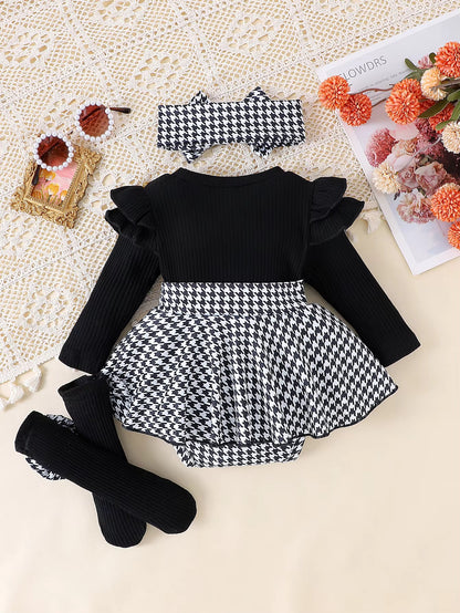 Girls 2-Piece Black and Plaid Set